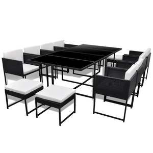 Ensemble de salle à manger d'extérieur noir et blanc pour usage en jardin - Product Image 2