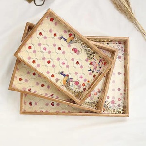 Bandeja de servir de madera con estampado geométrico triangular verde, plato decorativo rectangular de lujo al por mayor para pedidos al por mayor y uso doméstico - Product Image 3