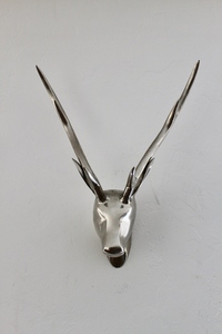 Décoration murale décorative en aluminium, tête de cerf gazelle, figurine, statue, décoration murale animale moderne, art mural métallique, artisanal, pour la maison - Product Image 4
