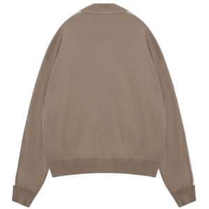 Beige Side Stripe Knitted Track Jacket Zip Up Athletic Streetwear Ribbed Cuffs Soft <b>Knit</b> Casual Menswear Premium Comfort Fit - Product Image 2