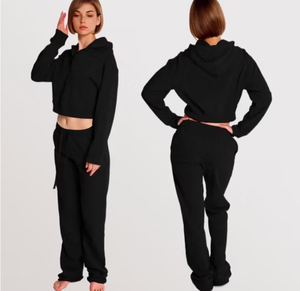 Activewear Set Custom Designer Woman Crop <b>Top</b> Sweatpants Oversized <b>Sweat</b> Suits Streetwear Tracksuit Cotton Manufacturers - Product Image 4