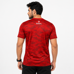 Camiseta de Manga Corta con Camuflaje Rojo para Hombre, Camisetas Casuales de Moda, Ropa Casual para Hombre, Camiseta de Algodón de Manga Corta para Hombre - Product Image 4
