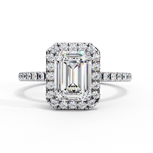 lab grown diamond Emrald <b>solitaire</b> engagement <b>ring</b> for women <b>silver</b> side stone custom lab created diamond jewelry - Product Image 5