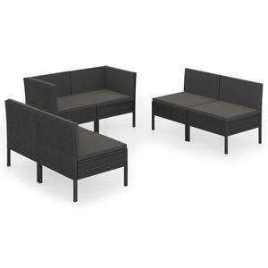 Petit ensemble de salon de jardin en rotin PE noir avec acier thermolaqué – Élégant et durable - Product Image 2