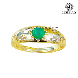 Jewelux Women's Yellow Gold <b>Jade</b> <b>Ring</b> Star Pattern Bezel Setting Classic Gemstone <b>Ring</b> Everyday Wear From India - Product Image 6