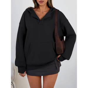 Sudaderas con Capucha Extra Grandes con Cuello en V para Mujer, Estilo Personalizado, Moda Otoño 2025, Ropa con Orificios para los Pulgares, Estilo Y2K - Product Image 1