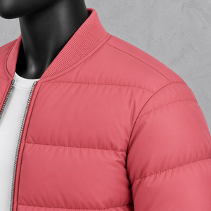 Men's <b>Pink</b> Puffer <b>Jacket</b> Stand Collar Zipper Closure Casual Windproof Autumn Wear 100% Polyester Shell Regular Fit - Product Image 5