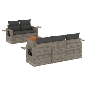 Conjunto de Sofá de Jardín de Ratán PE Gris con Reposabrazos Ajustables Grandes, Cómodo y Elegante - Product Image 2