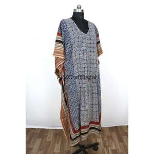 Caftán Indio Hecho a Mano con Estampado Floral, 100% Algodón Puro, Vestido Midi con Estampado Indio, Vestido Cómodo para Fiesta, Caftán de Algodón para Mujer - Product Image 5