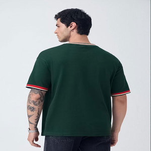 เสื้อยืดแขนสั้นสีเขียวทรงปกติสำหรับผู้ชาย SOULBO คอกลม แต่งขอบตัดกัน สไตล์ลำลอง ผ้าถัก 100% คอตตอน ป้องกันขนร่วง แห้งเร็ว - Product Image 3