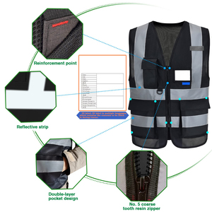 Gilet de sécurité de qualité professionnelle, bande réfléchissante haute visibilité, fermeture à glissière, pour le personnel de sécurité industrielle et le personnel de construction - Product Image 3