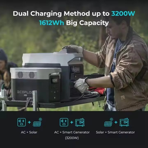 EcoFlow DELTA MAX 1600 2000W 1612Wh Onduleur à onde sinusoïdale pure Batterie lithium-ion externe Télécommande Panneau solaire MPPT Voiture - Product Image 3