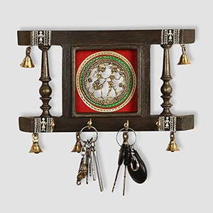 Porta Llaves de Latón y Madera de Teca Reciclada al por Mayor |   Organizador de pared indio hecho a mano - Product Image 3
