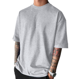 เสื้อยืดโอเวอร์ไซส์ผู้ชาย สตรีทแวร์ ทรงหลวม ผ้าฝ้าย หนานุ่ม สวมใส่สบาย แฟชั่น เสื้อแขนสั้น คอกลม ขายส่งจากโรงงาน - Product Image 1