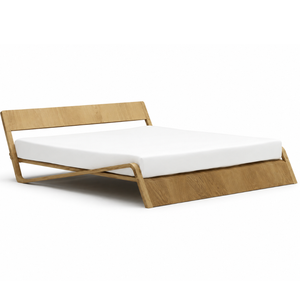 Modern Solid Teak Wood <b>Bed</b> <b>Frame</b> with Sleek Floating <b>Platform</b> Appearance - Product Image 1