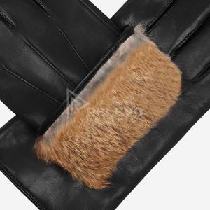 Gants d'hiver en cuir véritable pour hommes, doublure en fourrure véritable, faible MOQ, marque privée, prix bas, gants de motard en cuir de vachette, luxe - Product Image 5