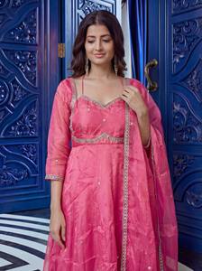 RICH LOOK Ramdev Trading <b>Women</b> Ethnic Garment FANDY SILK EMBROIDERY SEQUENCE WORK <b>KURTA</b> / KURI FESTIVE WEAR DIWALI PARTY - Product Image 2