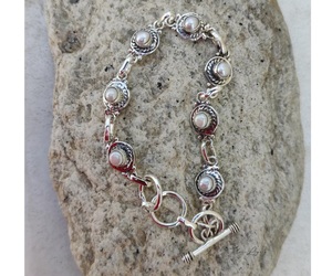Pulsera Ajustable Hecha a Mano con Perla Natural y Plata de Ley 925, 7-8 Pulgadas, Joyería con Piedras Preciosas, Elegante Pulsera de Diseño Boho para Ella - Product Image 4