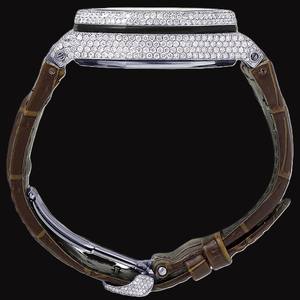 Impresionante Reloj de Diamantes Moissanite con Correa de Cuero Marrón, Diseño Impermeable para Uso Formal e Informal, Disponible a Bajo Precio - Product Image 2