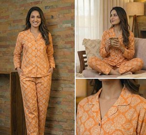 Pyjama en coton pour femmes, imprimé à la main, de qualité supérieure, doux et respirant, vente en gros en Inde - Product Image 4