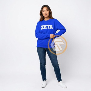 เสื้อสเวตเชิ้ตคอกลมปักลายตามสั่งสำหรับสตรีชมรม Zeta Phi Beta แบบย้อมสีพื้นสำหรับฤดูหนาว เนื้อผ้านุ่มสบาย สไตล์ลำลอง ขายส่ง - Product Image 2