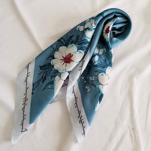 Pañuelo Cuadrado de Seda Pequeño para Mujer, Estampado Floral Vintage, Pañuelo para Cuello, Cabeza y Cabello, Versátil, Suave, Lujoso, Accesorio de Moda - Product Image 2
