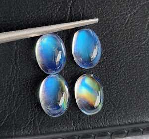 <b>Rainbow</b> Moonstone 6X8 MM Oval Shape Cabochon Blue IGI Certified Aligemstones Jewelry Making Supplies Best Gift - Product Image 1