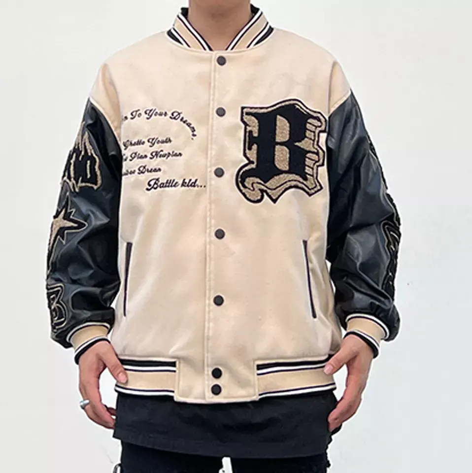 Latest Design Custom Man Motorcycle Leather Fleece Jacket With Hood Versity Jackets Men