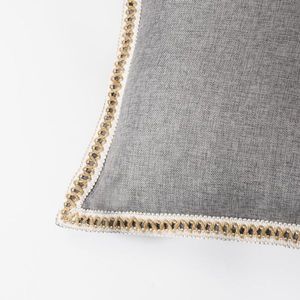 Set di 2 fodere per cuscini vintage con bordi in lino, 50x50 cm, eleganti cuscini decorativi e accessori per la casa - Product Image 2