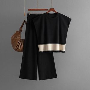 Casual Fitting Knit Women Sweater Suit Set Lightweight Knitted Pleated 100% Cotton Long Sleeve Crew Neck Pullover - Product Image 5