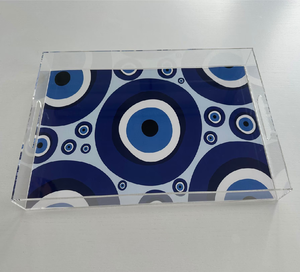 Plateau de service en acrylique avec poignées découpées pour hôtel et table à manger à domicile, plateau de service pour verres à boire et verres à eau, à votre budget - Product Image 1