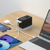 Adaptador de Viaje Universal GaN de 140W, Enchufe Premium Internacional, Carga Rápida Global USB-C para Viajes y Múltiples Dispositivos