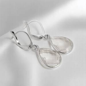 Pendientes de Cuarzo Cristal Facetado en Forma de Pera, Chapados en Oro, Plata 925 |   Pendientes de Mujer Hechos a Mano Personalizados al por Mayor - Product Image 1