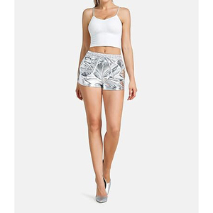 Silver Metallic Shorts Women Elastic Smocked Waist <b>Drawstring</b> Mirror Shiny Smooth Rave Dance Festival - Product Image 3