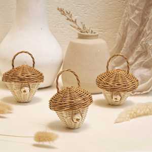 Panier décoratif pour enfants en rotin naturel, fait main, en forme de gland, pour ranger les jouets - Product Image 3