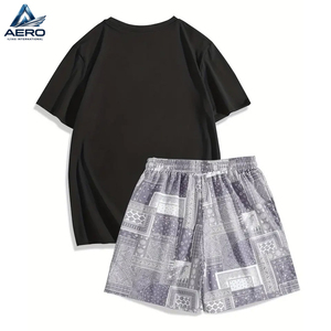 Ensemble t-shirt et short pour homme, séchage rapide, tenue d'été décontractée, col rond, pour adulte. - Product Image 2