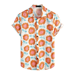เสื้อเชิ้ตแขนสั้นพิมพ์ลายดอกไม้สไตล์ลำลองสำหรับผู้ชาย ปกคอปกเสื้อ ผ้าป๊อปลิน ระบายอากาศได้ดี เหมาะสำหรับฤดูร้อน - Product Image 1