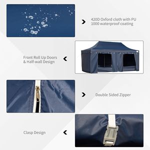 Upgraded Blue 10x20 Pop up Tent with <b>Roller</b> <b>Bag</b> 7 Removable Sidewalls Privacy Features - Product Image 5