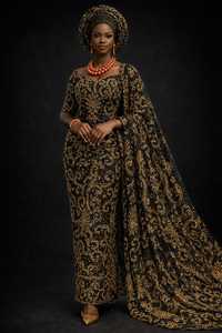 Écharpe africaine George brodée à la main et perlée - Product Image 4