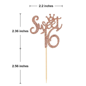 Décoration de gâteau Joyeux Anniversaire et Sweet 16 avec paillettes, fournitures de fête pour célébration des filles, directement de l'usine - Product Image 5