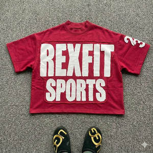 T-shirt surdimensionné personnalisé OEM Rexfit Sports pour homme, col rond, imprimé vintage délavé, manches courtes, tee-shirt tendance - Product Image 1