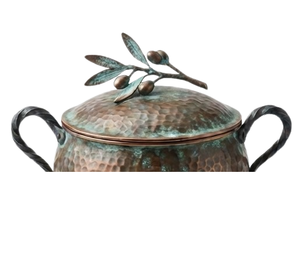 Crafted <b>Lid</b> Tabletop <b>Serving</b> <b>Bowl</b> Handcrafted Hammered Copper Tureen <b>With</b> <b>Lid</b> And Handles For Wedding Gifting - Product Image 5