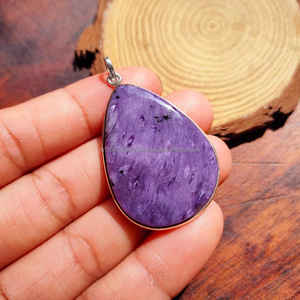 Pendentif en argent sterling 925 bijoux charoite pendentif fait à la main pendentif déclaration cadeaux pour un ami - Product Image 4