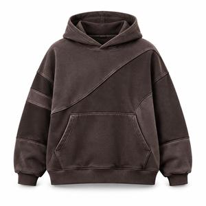 Sudadera con Capucha Premium 100% Algodón Marrón con Paneles y Costuras Transpirables, Bolsillos, Estilo Oversize, Tejido Grueso, Lavado Vintage - Product Image 1