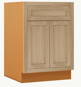 Armoire de cuisine modulaire RTA à double porte avec base en bois grain chêne B24 - Product Image 1