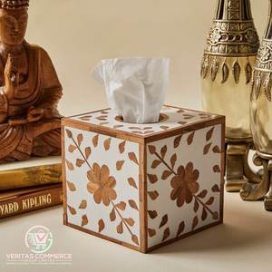 The HANDICRAFT HUB Modern Resin Inlay Floral <b>Pattern</b> <b>Tissue</b> Napkin Holder Eco-Friendly Home Decor Made in India - Product Image 6