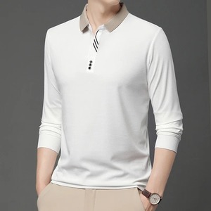 New <b>Men</b> Business Casual <b>Long</b> <b>Sleeved</b> <b>Shirt</b> Solid Color <b>Polo</b> <b>Shirt</b> Fashionable Breathable Comfortable Versatile Top - Product Image 2