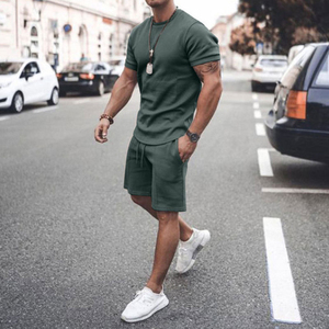 Custom Made Casual Men's Clothing Summer Wear 2-Piece Breathable Polyester Cotton T-Shirt and Shorts <b>Set</b> Twin <b>Sets</b> Sale - Product Image 2