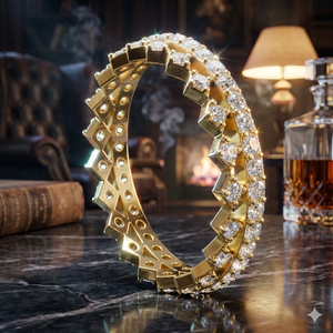 Anillo de Eternidad con Corona de Oro Amarillo para Mujer, Anillo de Boda de Cristal de Lujo, Regalo de Joyería de Moda para Aniversario - Product Image 1