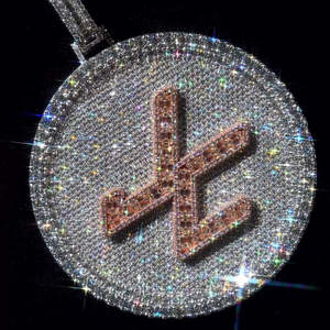 Pendentif personnalisé « JC » serti de diamants Moissanite, collier Hip Hop rond scintillant en or rose et argent sterling 925 - Product Image 1